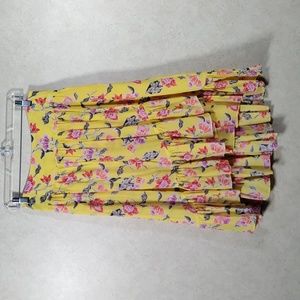 02540 Joie yellow floral print silk wrap high low ruffled skirt 6